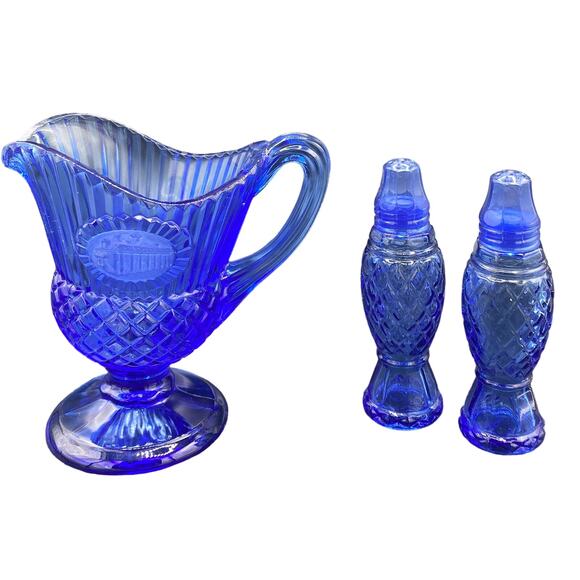 Avon Other - Vtg Avon Cobalt Blue small Pedestal Pitcher Creamer Salt & Pepper Set